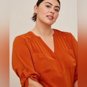 NWT Torrid Harper Studio Crepe de Chine Pullover 3/4 Sleeve Blouse 1X